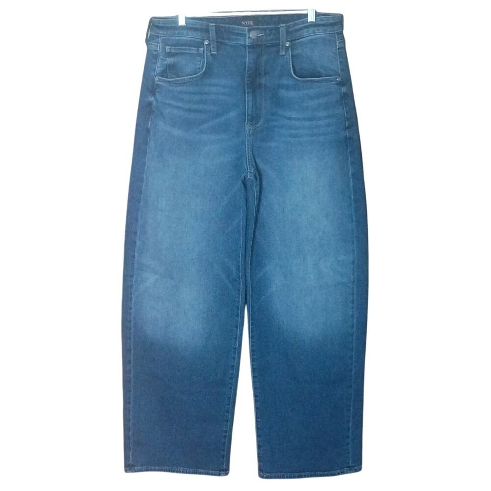 NYDJ Women 4 Medium Blue Picasso Lake Wide Leg Stretch Denim Jeans
